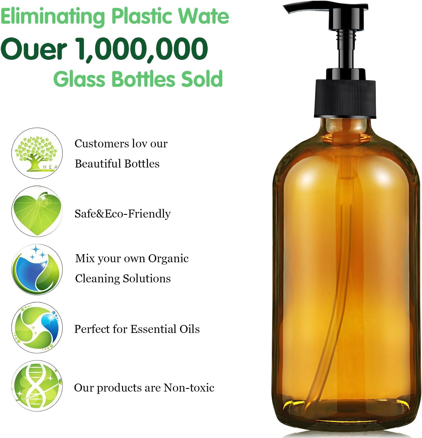 Glass Soap Dispenser 16 Oz - Empty Bottles Set - Image 8